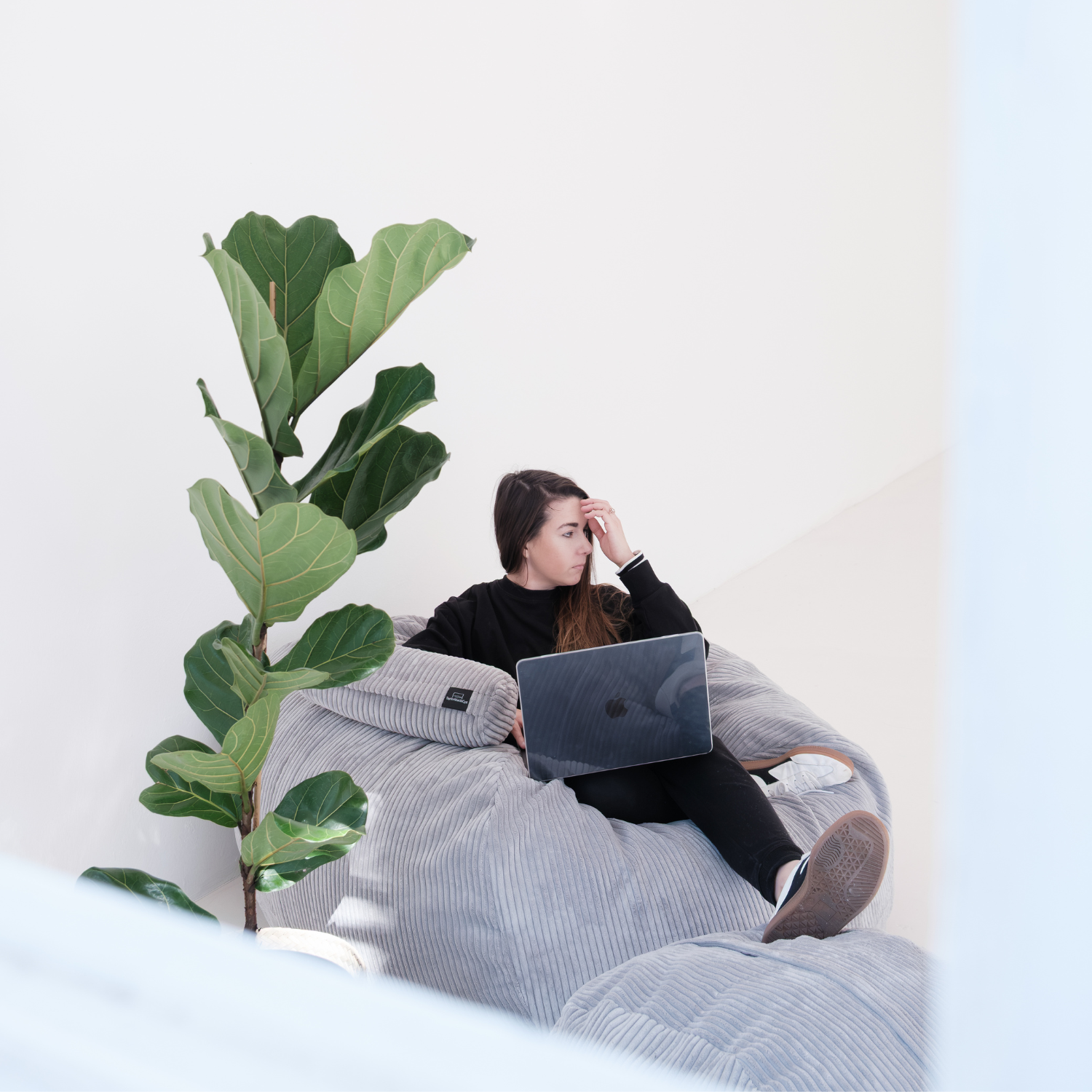 The premium large bean bag in light grey
